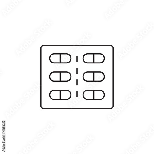 Tablets symbol. Pills in a blister pack line icon, outline vector logo illustration, linear pictogram isolated on white © amin268