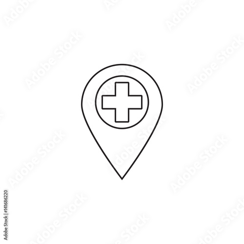 Free Download hospital location line icon, outline vector logo illustration, linear pictogram isolated on white - GFXLoad