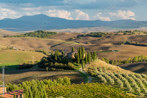 panorama of Siena in the Val d'Orcia and the Chianti hills