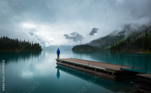 Quiet Reflection on Maligne Lake Dock