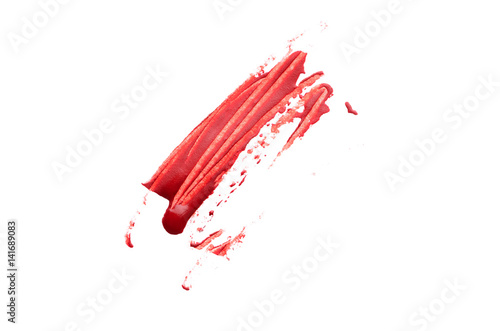smear the red brush on white background