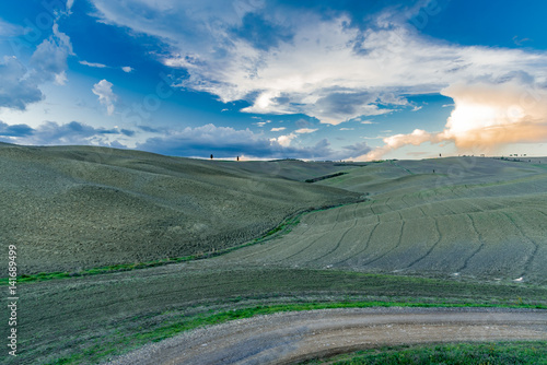 panorama of Siena in the Val d'Orcia and the Chianti hills