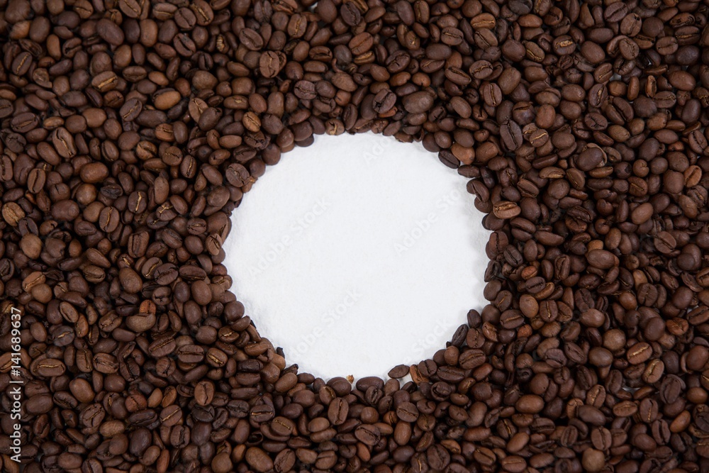 Coffee beans forming circle shape Coffee beans forming circle shape