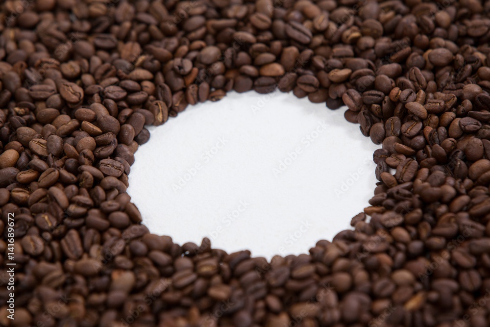 Coffee beans forming circle shape Coffee beans forming circle shape