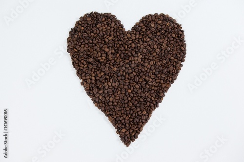 Coffee beans forming heart shaped