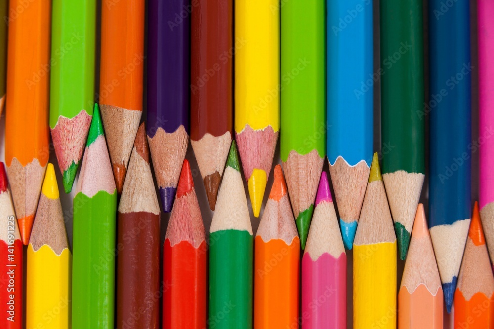 Colored pencils arranged in interlock pattern Colored pencils arranged in interlock pattern
