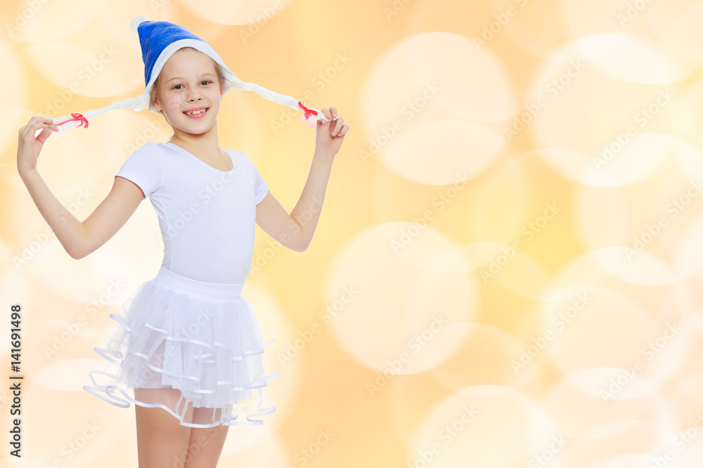 The girl gymnast in the hood Santa Claus. The girl gymnast in the hood Santa Claus.