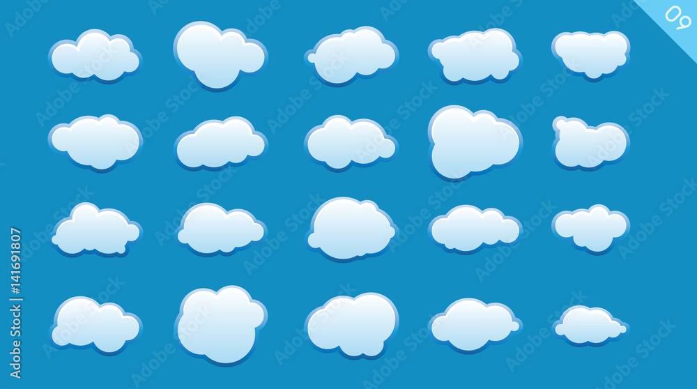 Cloud shapes design vector set. Data technology icons pack