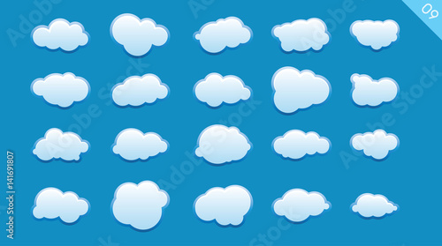 Cloud shapes design vector set. Data technology icons pack