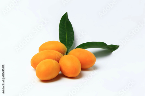 Mayongchid , Mayongchit marian plum, gandaria, plum mango , white background