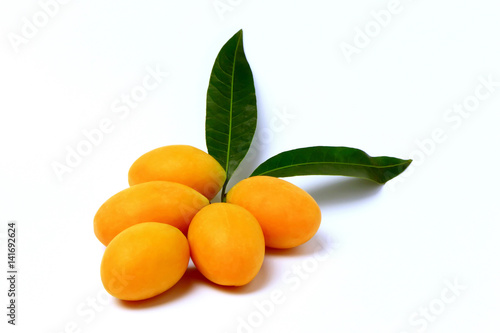 Mayongchid , Mayongchit marian plum, gandaria, plum mango , white background