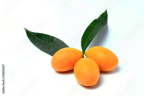 Mayongchid , Mayongchit marian plum, gandaria, plum mango , white background