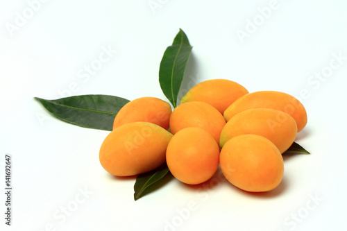 Mayongchid , Mayongchit marian plum, gandaria, plum mango , white background