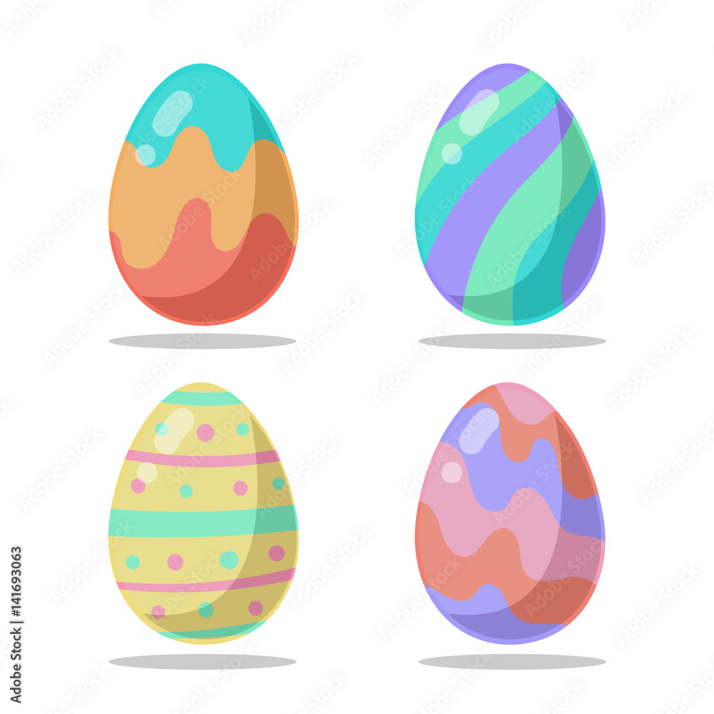 Colored Easter eggs pattern with different style, Vector.