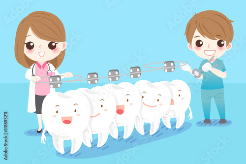 dentist with white tooth