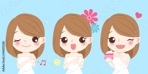 cartoon skin care woman