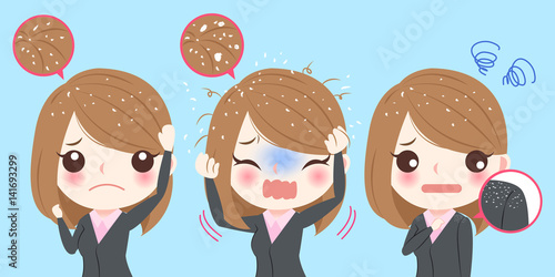businesswoman with dandruff problem
