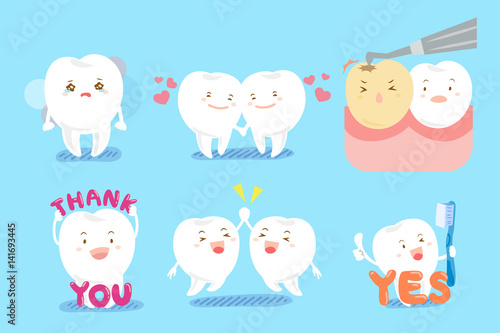 tooth with different emotion