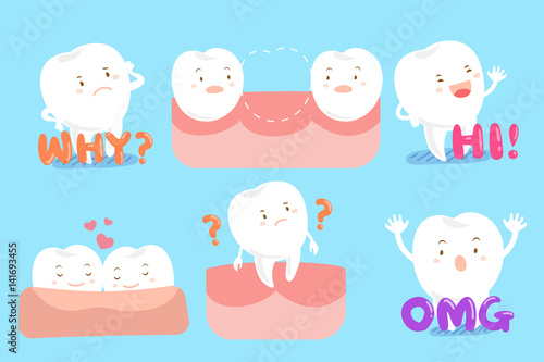 tooth with different emotion