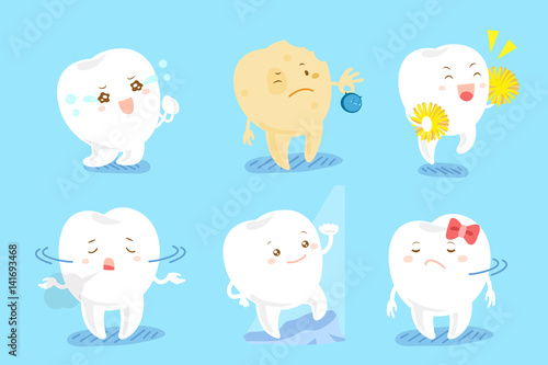 tooth with different emotion
