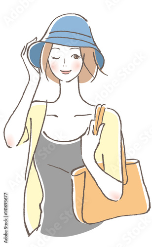 女性　帽子