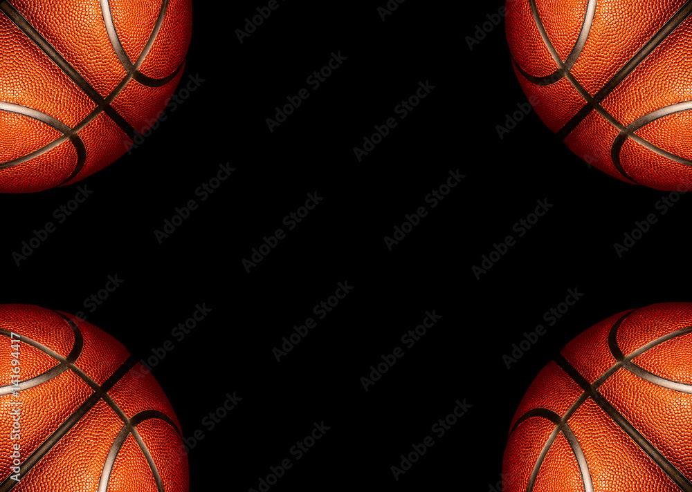 basketball on black background.