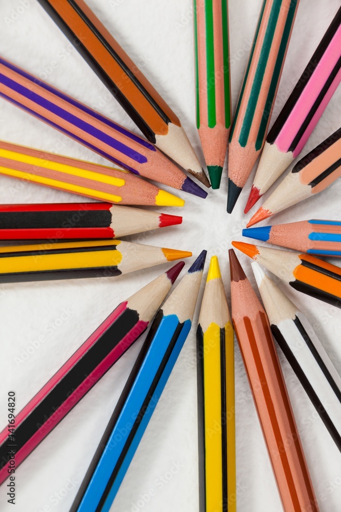 Close-up of colored pencils arranged in a circle Close-up of colored pencils arranged in a circle