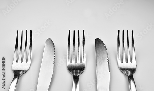 Forks and Knives isolated on white background