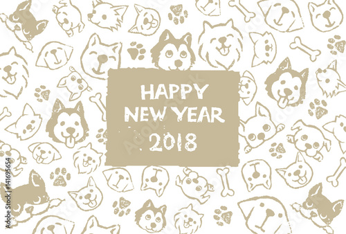 戌年　いろいろな犬の年賀状イラスト
