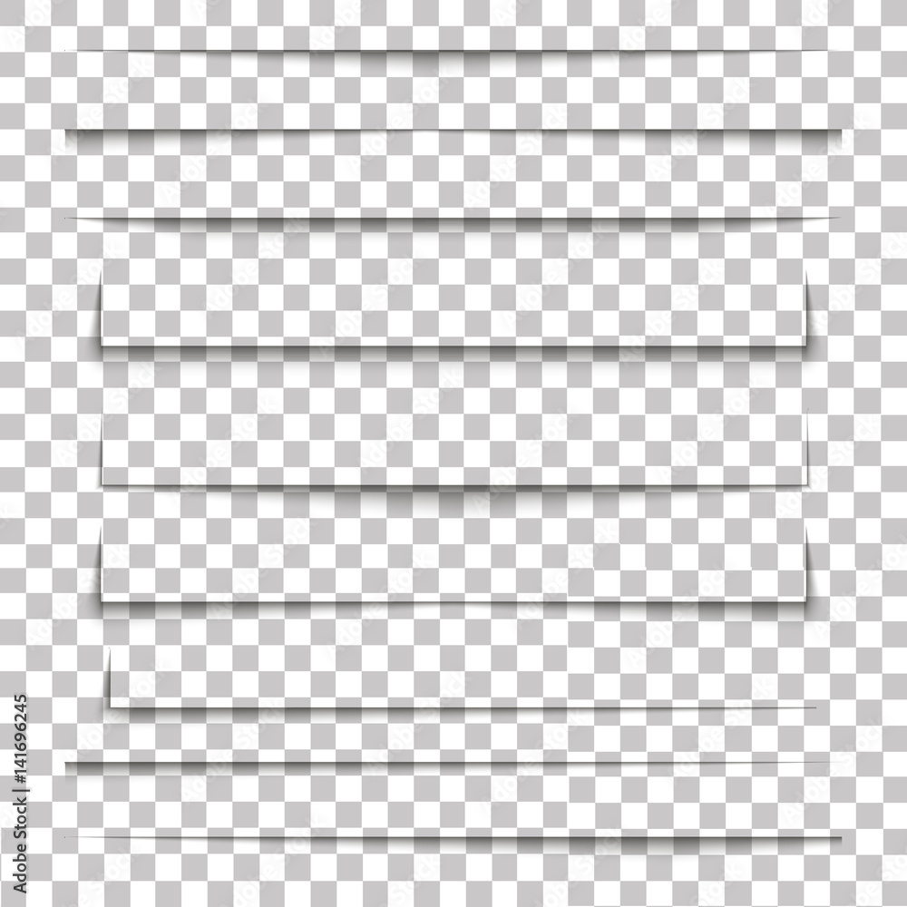 Naklejka premium Page divider. Transparent realistic paper shadow effect set. Web banner. Vector illustration for your design