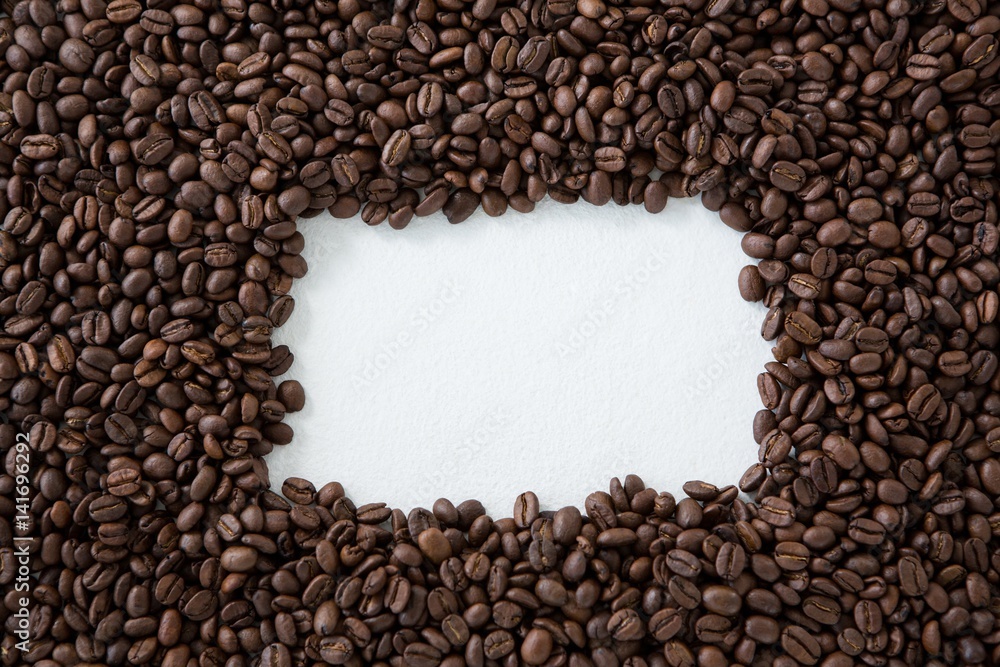 Coffee beans forming frame shape Coffee beans forming frame shape