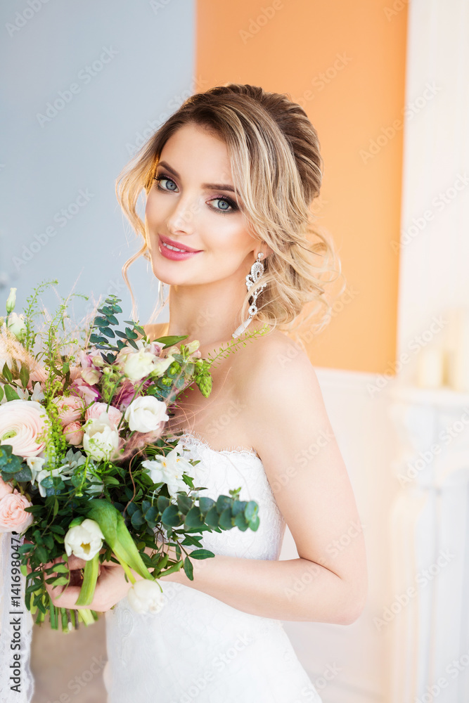 Fashion portrait of a beautiful bride