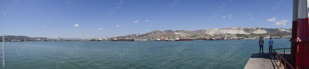 Panorama Tsemes Bay Novorossiysk port city.