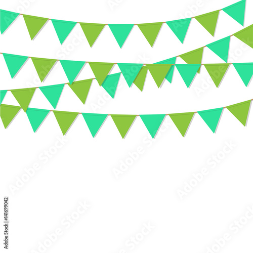 bunting flag green color isolated vector