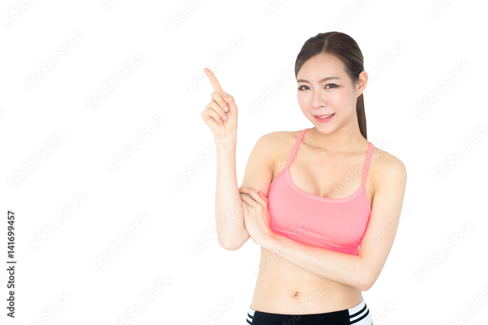 Korean woman fashion set sweet pink sexy girl, sport woman concept., isolated with pink background. Korean woman fashion set sweet pink sexy girl, sport woman concept., isolated with pink background.