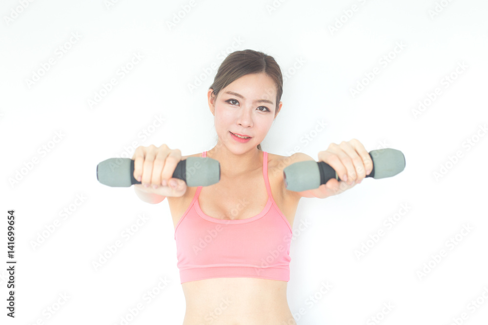 Korean woman fashion set sweet pink sexy girl, sport woman care concept, isolated on white background, 20-30 year old. Korean woman fashion set sweet pink sexy girl, sport woman care concept, isolated on white background, 20-30 year old.