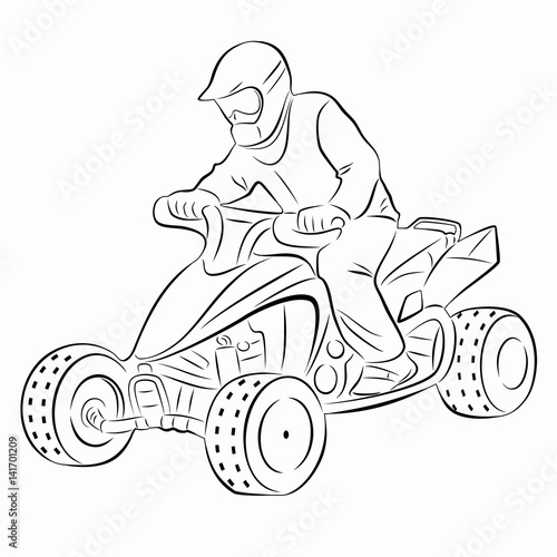 illustration of a rider ATV, vector draw