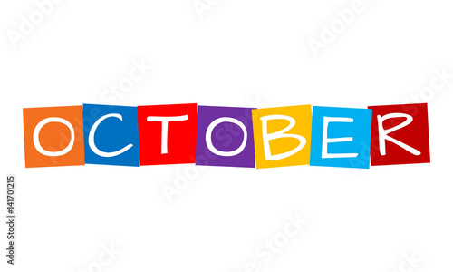 october, text in colorful rotated squares