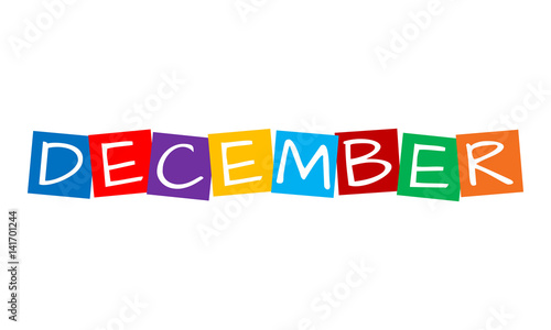 december, text in colorful rotated squares