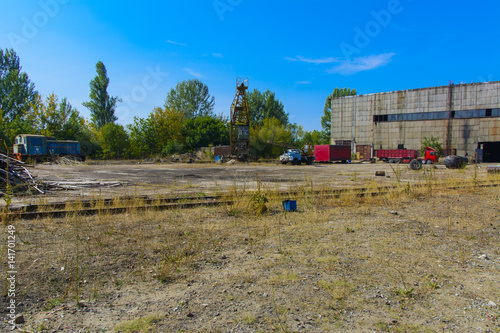 Old ruined and abandoned factory in the industrial zone