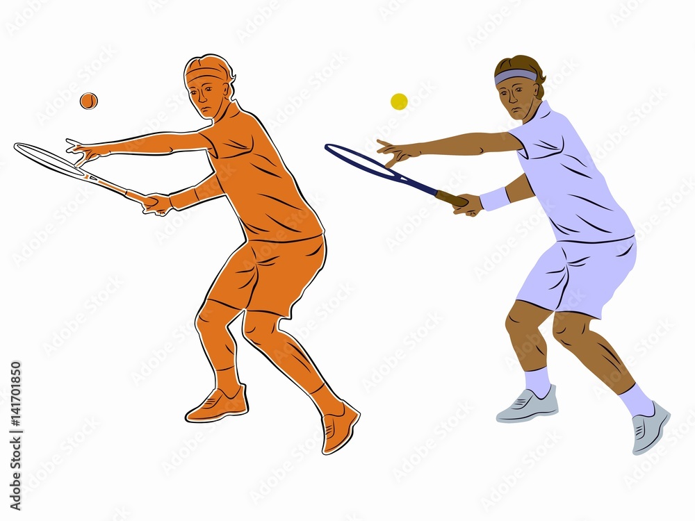 Obraz premium silhouette of a tennis player, vector draw