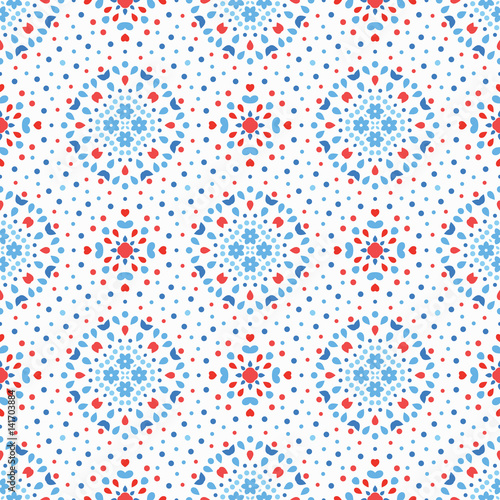 Flower Dot Pattern Blue Red Boho