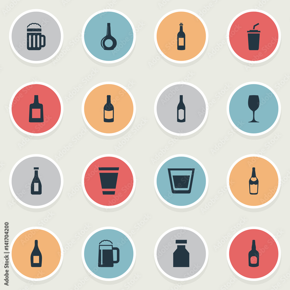 Vector Illustration Set Of Simple Water Icons. Elements Alcohol