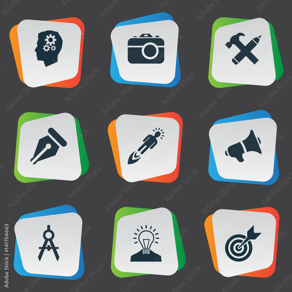 Vector Illustration Set Of Simple Visual Art Icons. Elements Accuracy
