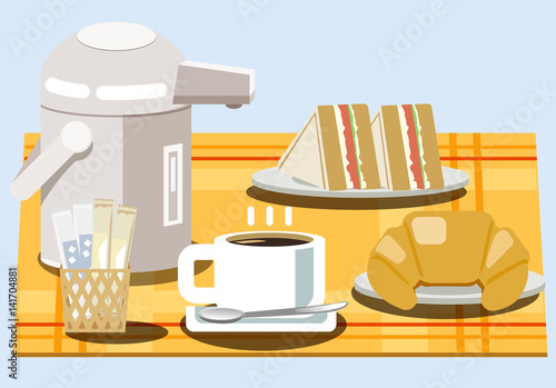 Snacks and coffee in the morning. Service from hotel.