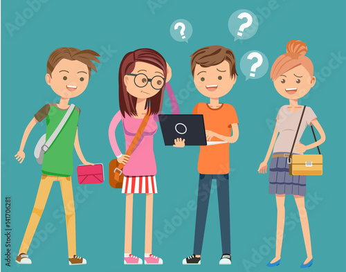 Question from learn computer. Problem of technology. Learning with laptop.