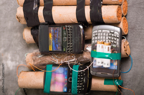 Close up shot of improvised explosive device bomb photo