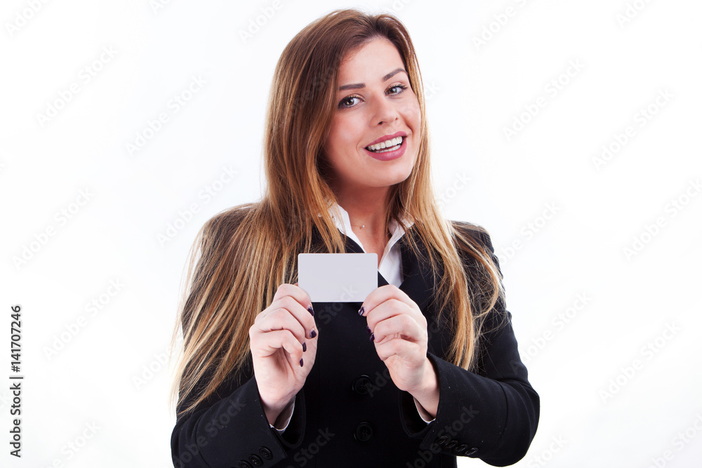 Smiling Businesswoman with her credit card Smiling Businesswoman with her credit card