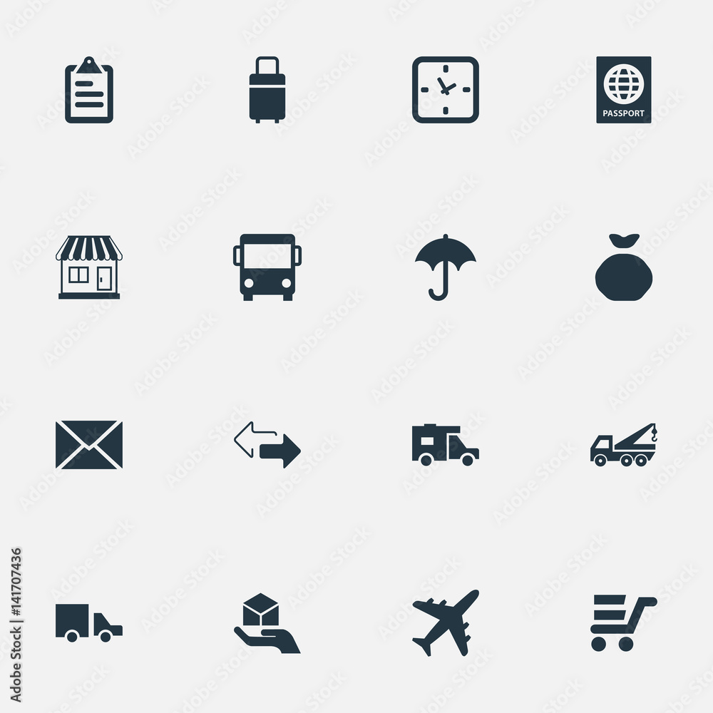 Vector Illustration Set Of Simple Carting Icons. Elements Hand