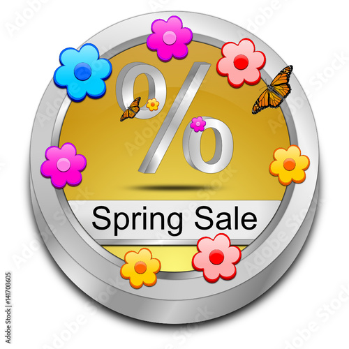 Spring Sale Button - 3D illustration
